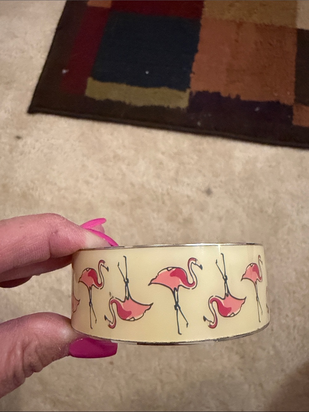 Source Unknown Cream and Pink Flamingo Decorative Bracelet Tape